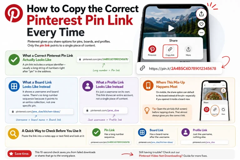 correct Pinterest pin link
